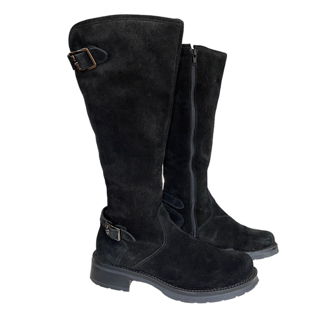La Canadienne Black Suede Tall w/ 2 accent buckles - zip up. Size 6 1/2 EUC - Picture 7 of 10